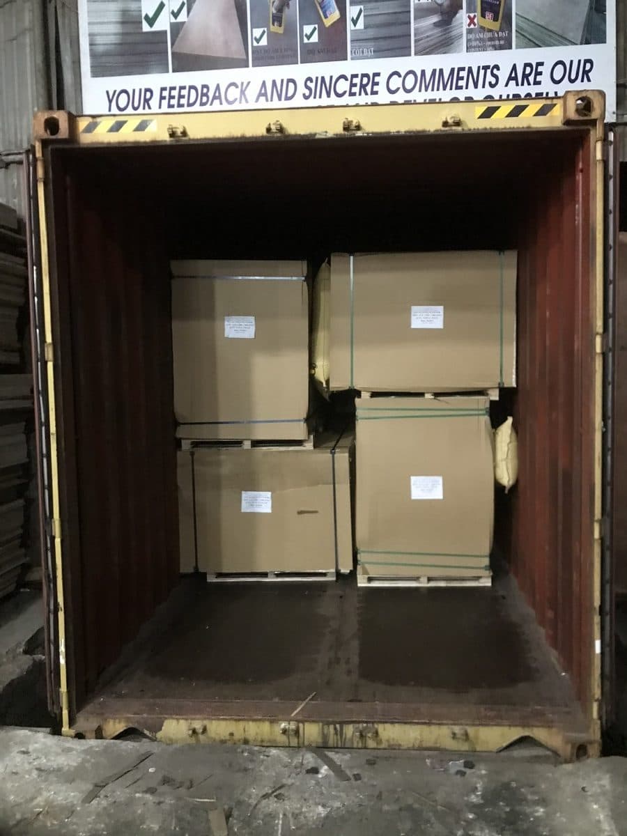 Plywood container loading at LELOI factory in Vietnam 2