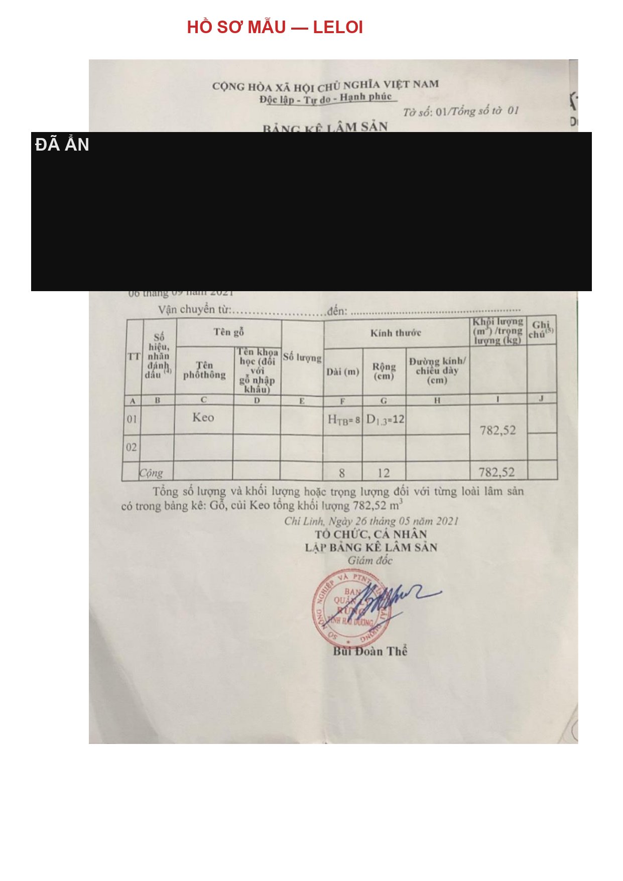 Forest product inventory (Bảng kê lâm sản)
